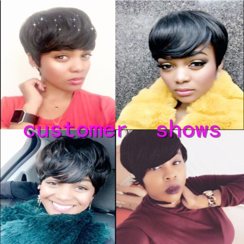 Short Human Hair Wigs Short Pixie Cut Wigs Short Brazilian Virgin Human Hair Wigs for Black Women Natural Black Wig