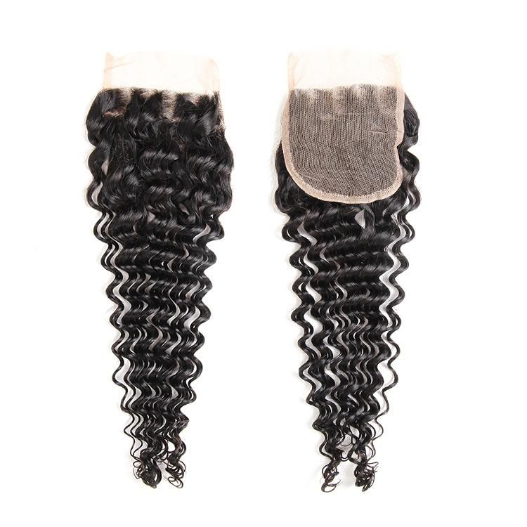 Cheap Deep Wave Brazilian Human Hair 4*4 Lace Closure