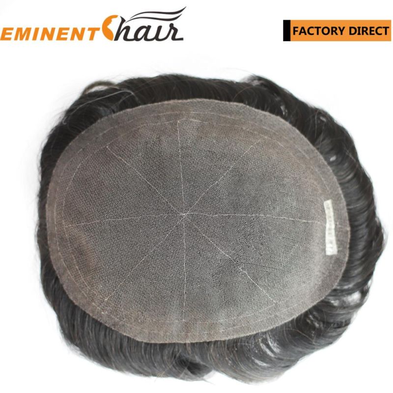 Human Hair Men′s Lace Toupee