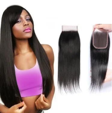 Top Grade Hair Accessories Hand Made 100% Human Hair 4*4 Lace Closure Straight Hair