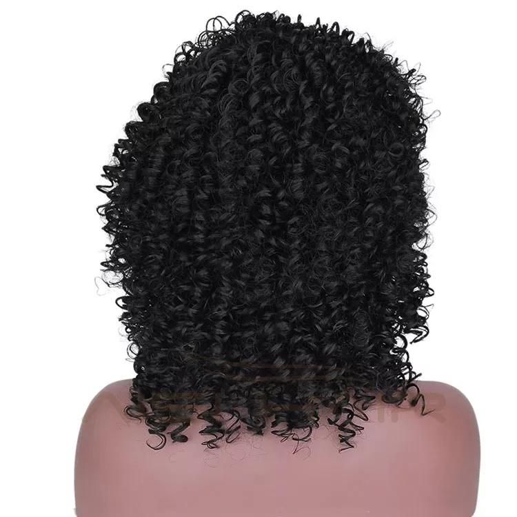 16inch Cheap Brazilian Hair Afro Kinky Curly Wigs Heat Resistant Synthetic Wigs