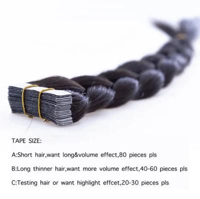 80PCS/Pack Remy Human Hair Double Drawn Straight Luxury Skin Weft Tape Hair
