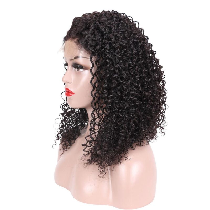 Wholesale Afro Kinky Jerry Curly Front Full Lace Human Hair Wig, Natural Black Long Curly Brazilian Hair Lace Wig for Black Women