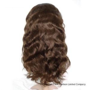 28inch 100% Human Hair Natural Wave Full Lace Wig #1b