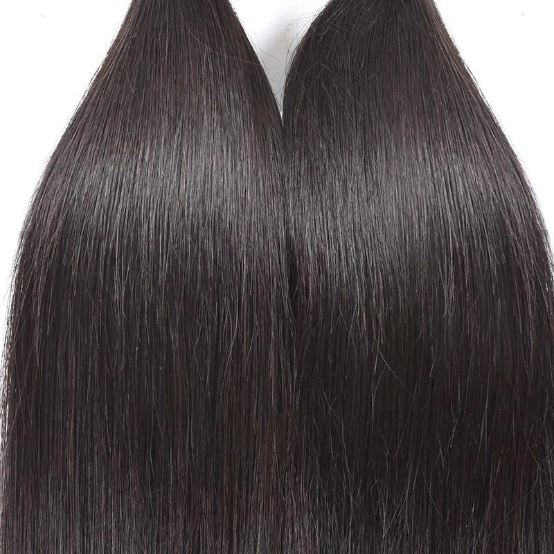 Human Hair Bundles Brazilian Hair Straight Long Hair Black Color 12A Virgin Remy Hair Bundles with Double Drawn for Black Women with Size 24"