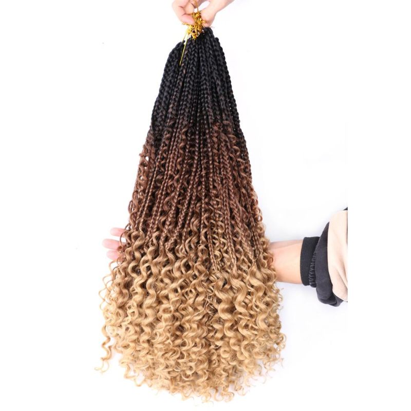 22 Inch Goddess Box Braids Crochet Hair with Curly Ends Pre-Looped Synthetic Braiding Bohemian River Locs for Black Women