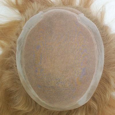 Fine Mono with Clear Poly Around and French Lace Front with Blond Remy Women Hair Systems for Women
