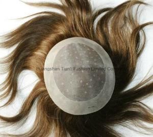 14&quot; Hand-Tied Hair Replacement Toupee for Men/Women