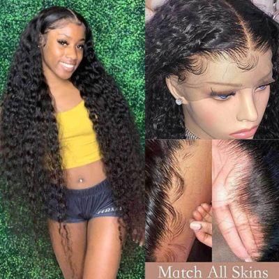 Factory Price 4*4 100% Human Hair Water Wave Frontal Wig HD Transparent Lace Front Wig for Black Women