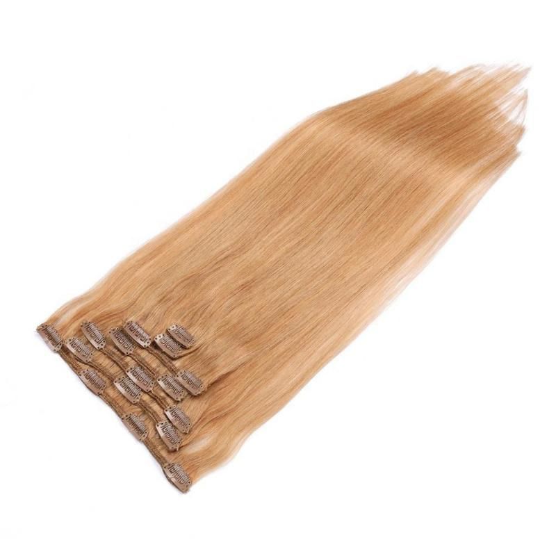 7PCS/Set 16 Clips Seamless Double Weft Virgin Human Clip in Remy Hair Extension #12