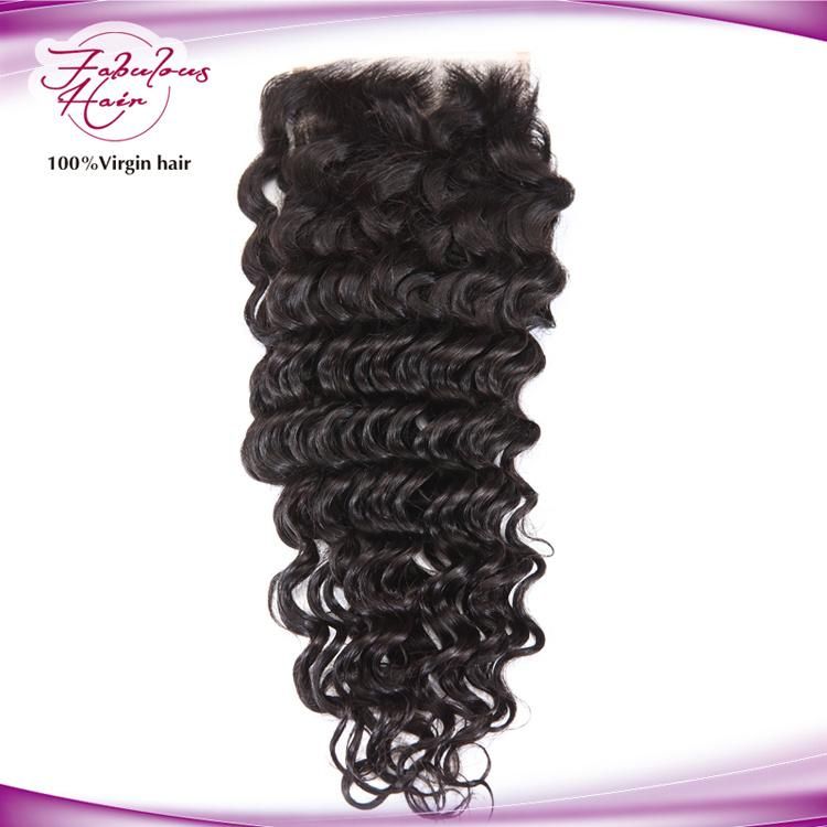 Brazilian Deep Wave Lace Closure Natural Color 100% Human Hair