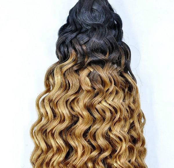 Brazilian Ombre Remy Human Hair Weft at Wholesale Price with SGS Approved (Curly #1B/27)