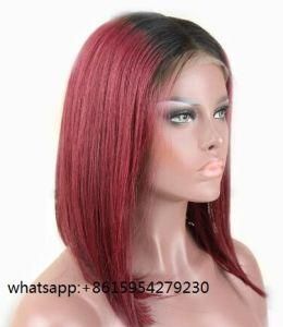 Human Hair Wig 1b 99j Ombre Color Bob Straight Hair
