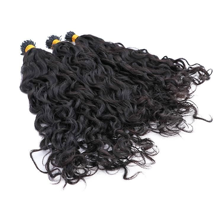 Wholesale 12A Natural Color Water Wave 100% Raw Cuticle I Tip Hair Extensions