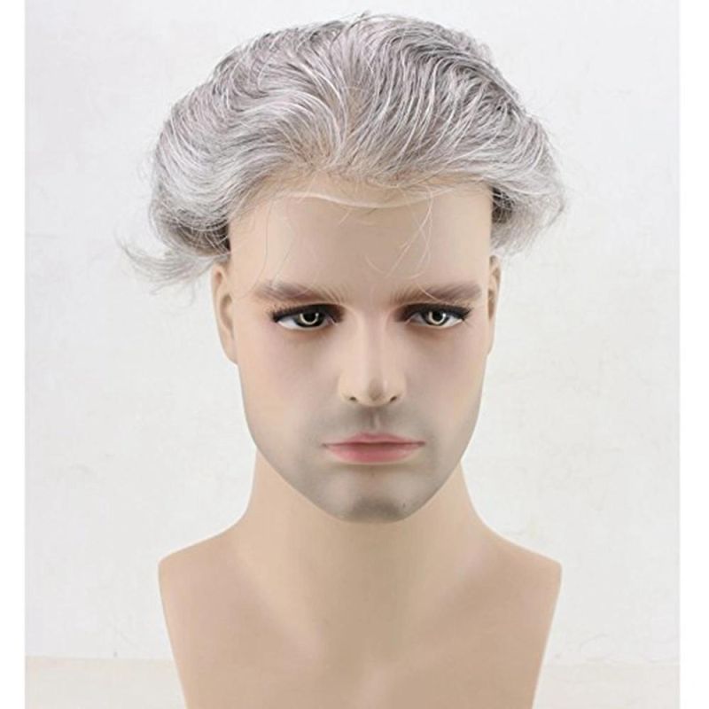 Kbeth Toupees in Stock Factory Top Quality 100% Virgin Remy Indian Human Hair Free Parting Full Swiss Lace White Grey Hair Toupee for Old Bald White Men Wig