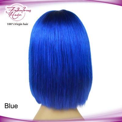 Short Bright Royal Blue Bob Lace Frontal Wig Human Hair