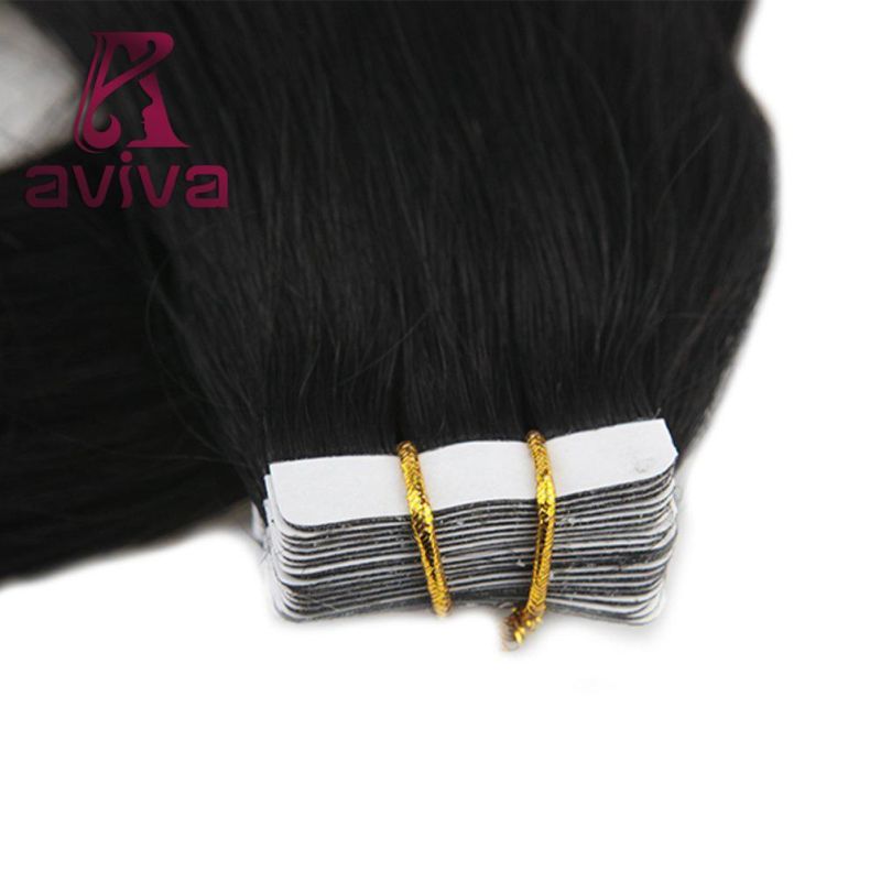Double Weft 100% Remy Tape in Human Hair Extensions 1# 16 Inch Brazilian Straight 20PCS for Women Beautry Tape in Hair Extension