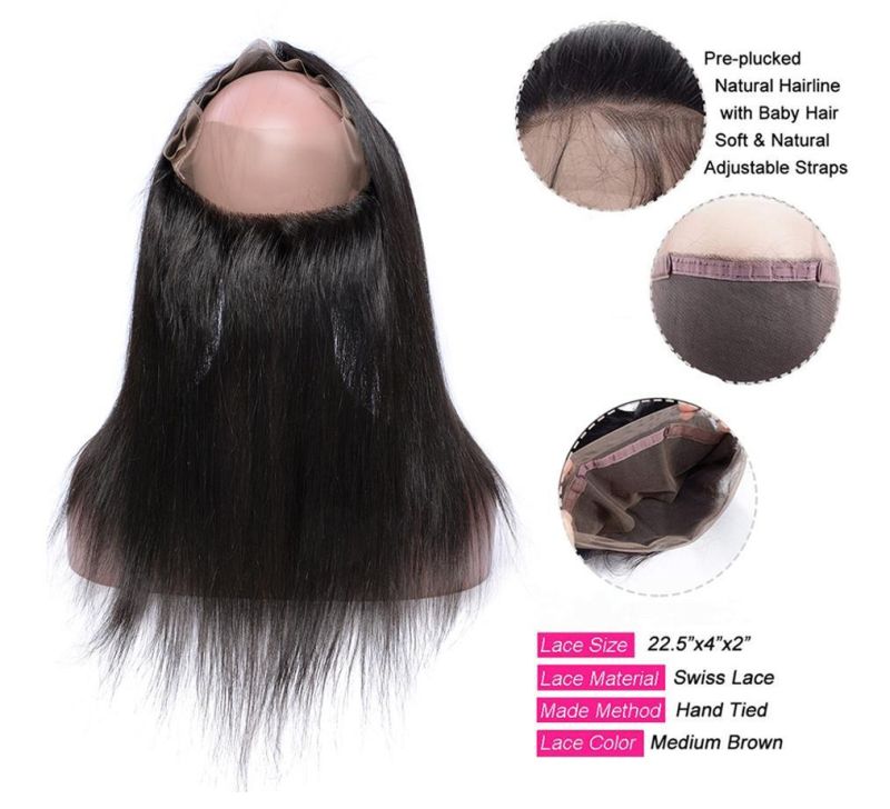 13X4 13X6 360 Lace Frontal Closure Brazilian Straight Hair 4X4 5X5 Lace Closure Transparent Lace Frontal Hand Tied Lace Closure Preplucked with Natural Hairline