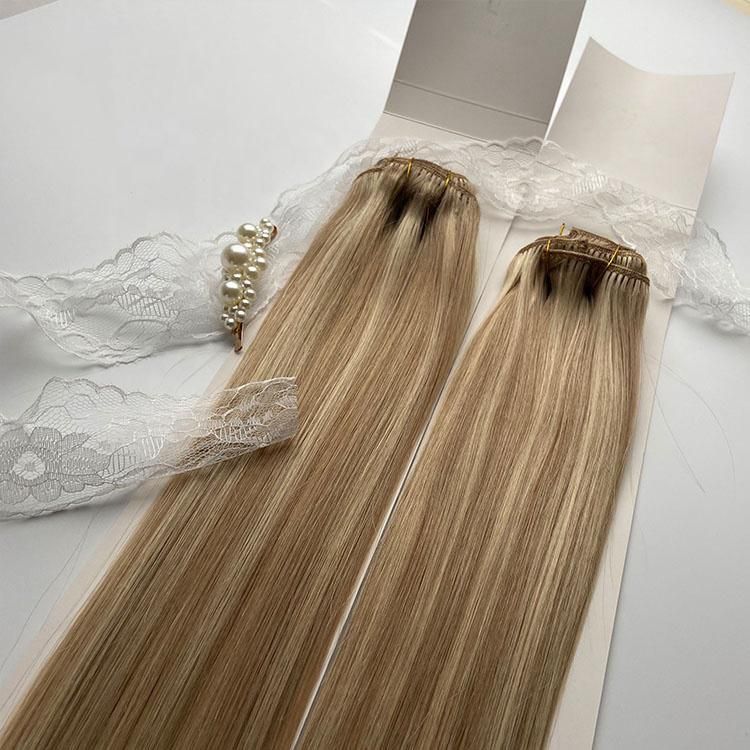 Qingdao Factory Unprocessed Invisible Remy Clip in Hair Extensions, 2022 Latest Silky Smooth Hair Extensions.