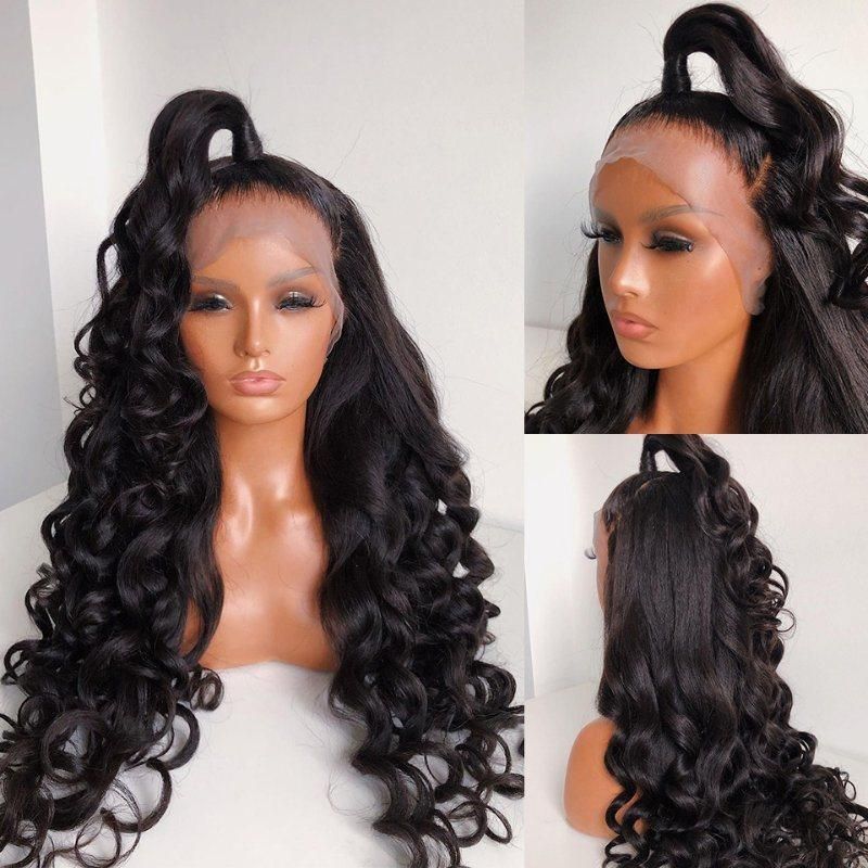 Long Body Wave Fashion Beautiful Synthetic Fiber Wig Natural Black Hair Wig