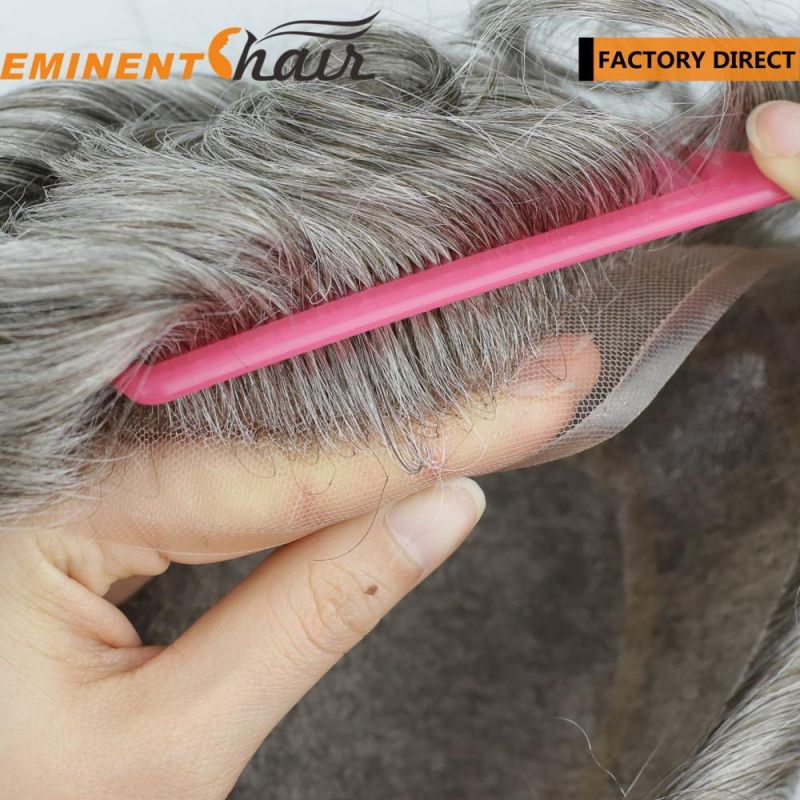 Natural Effect Lace Front Indian Hair Men′s Toupee