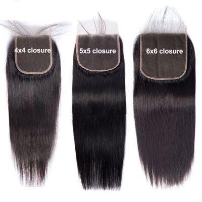 Elegant Hair 4X4 5X5 6X6 Lace Frontal Closure Brazilian 100% Virgin Human Hair Straight Transparent Lace Closure
