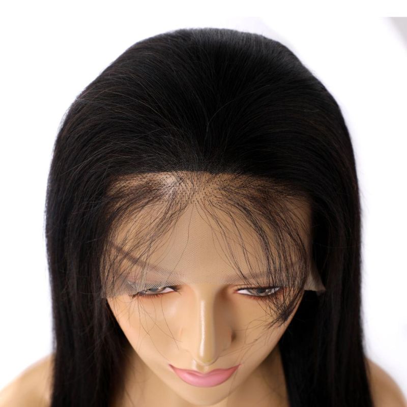 100% Human Hair Brazilian Human Hair Wig, Transparent Lace Frontal Remy Black Straight Human Hair for Women
