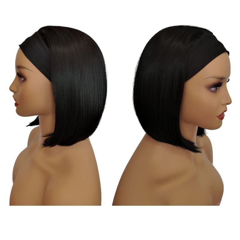Short Bob Headband Wigs for Black Women with Wig Cap