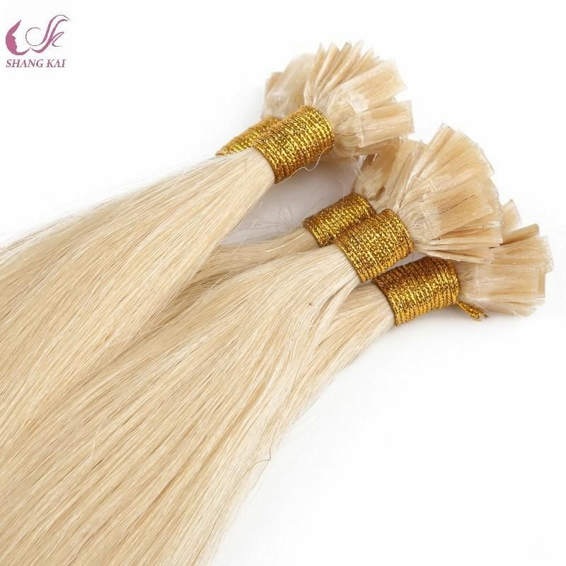 Hot Sale Pre-Bonded Flat Tip Hair Extension Wholesale 100% Brazilian Remy Human Hair Raw Virgin Blond Color 613