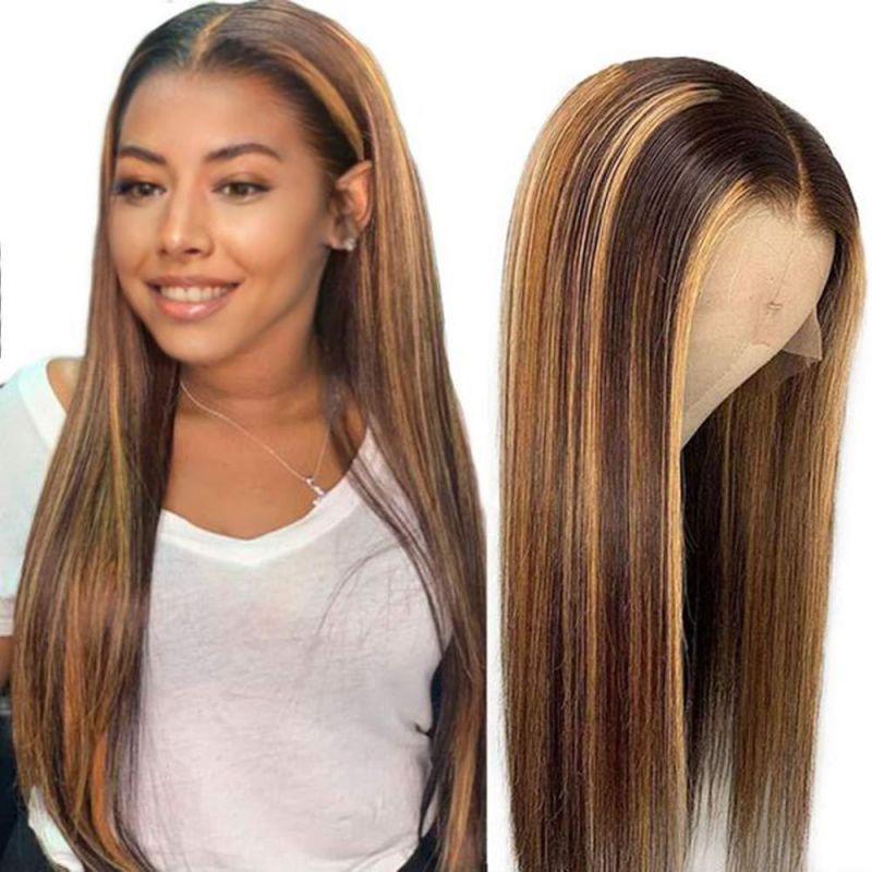 Kbeth Human Hair Wig for Black Girls 2021 fashion Summer Sexy Brown 100% Virgin Brazilian Remy Custom 30 Inch Length Cool and Soft Ombre Color Wigs Wholesale