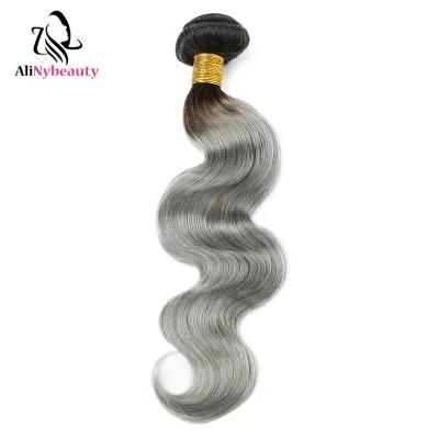 Alinybeauty Body Wave Ombre 1b/Grey Color Human Hair