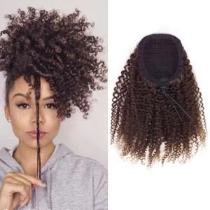 Kinky Curly Brown Ponytail 100% Human Hair Extension