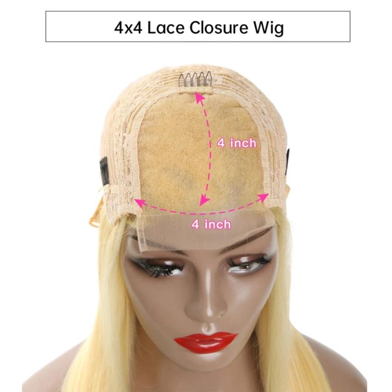 Lace Frontal 13X4 Wig Human Hair Pre Plucked Long Brazilian Straight Blonde Color HD Glueless Full Lace Wigs 28 Inches