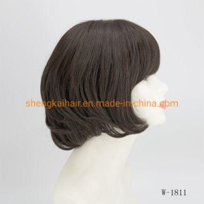 Wholesale Premium Quality Full Handtied Human Hair Synthetic Hair Mix Ladies Hair Wigs