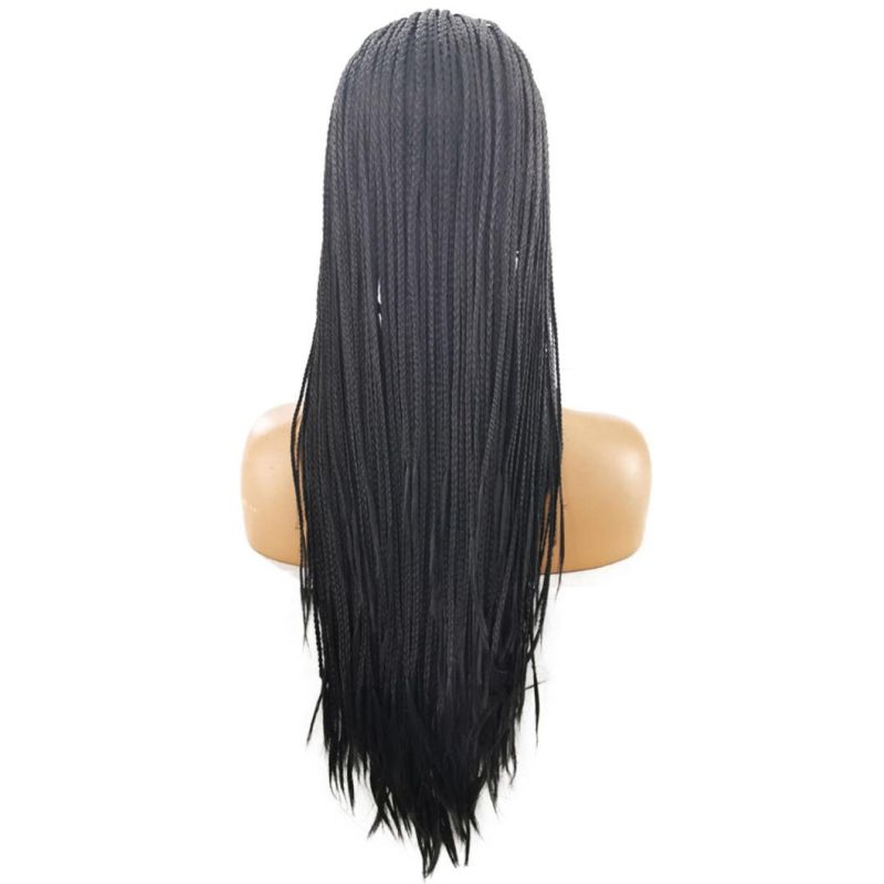 Black Color Hair Braided Box Braids Wigs High Temperature Fiber Hair Synthetic Lace Front Wig for Women Lace Wigs