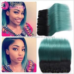 2018 Hot Selling Two Tone Colored Dark Root 1b/Green Brazilian Virgin Human Hair Weave Straight Ombre Hair Bundles