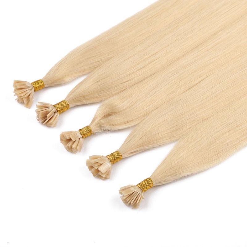 Flat Tip Hair Extensions Real Human Hair Extensions Highlight Blonde Color #P18/613 Hot Fusion Hair for Salon 1g/1strand