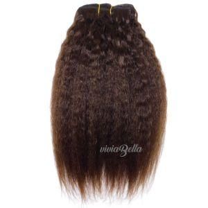 Brazilian Kinky Straight Dark Brown Clip-in 100% Human Hair