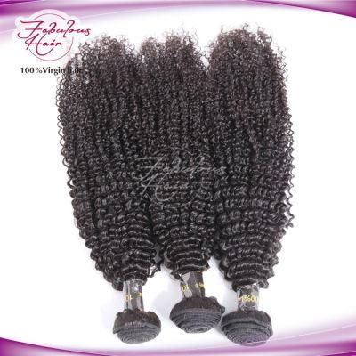 Human Hair Weft Natural Color Kinky Curly Hair Bundles Extensions