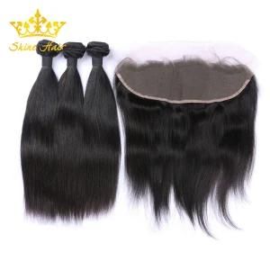 Human Virgin Brazilian Hair of 100% Human Lace Frontal with Straight 1b Natural Color
