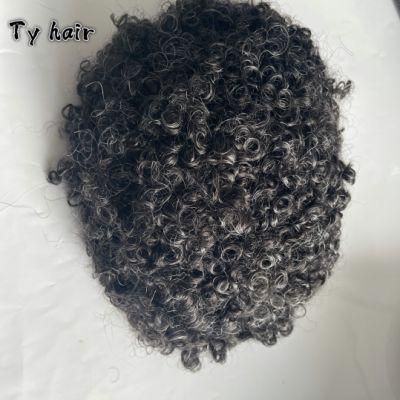 Curly Human Hair Men Toupee Replacement PU Base Toupee Single Durable Knots Instant to Ship