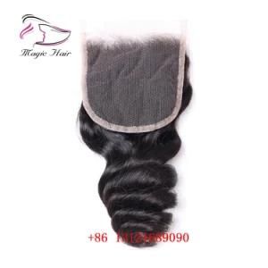Brazilian Lace Closure Loose Wave 4*4 Remy Human Hair Bleached Knots Closure