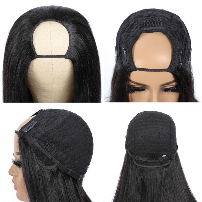Brazilian Human Hair U Part Wigs Natural Hair Straight Wigs for Black Women U Shape Glueless Remy Hair Wig Can Be Permed & Dyed