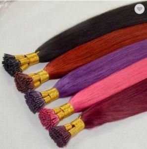 Human Hair I Tip Weft Extension Colorful Long Straight Hair
