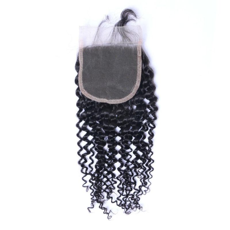 Kbeth Kinky Curly Hair 4X4 Lace Frontal Closure Ready to Ship Brazilian Virgin Cuticle Aligned Lace Front Closures From China Factory in Stock