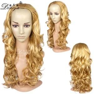 Fashion Blonde Color Long Curly 3/4 Wig High Quality Clip in Half Wig