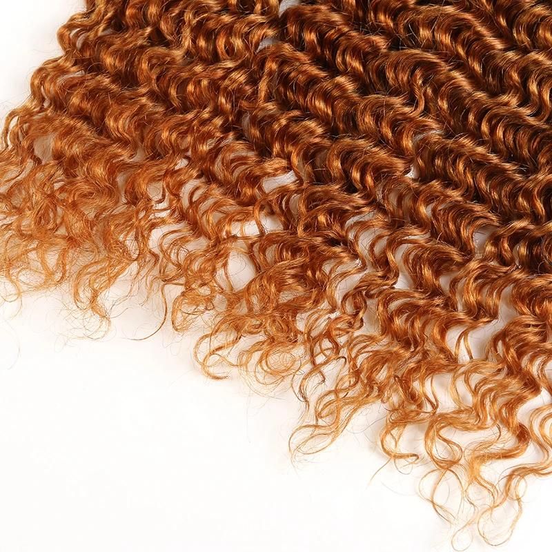 95g T1b/30 Curly Human Hair Bundles Brown/Golden Human Hair Bundles Double Drawn Hair Extension Brazilian Human Hair Bundles with 20"