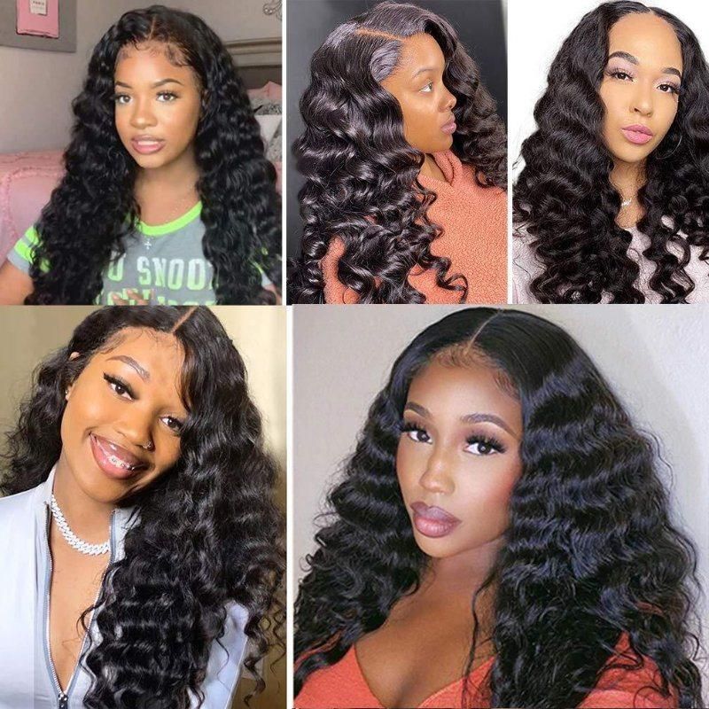 Factory Price High Quality 8A Brazil Human Hair Loose Deep Wave Wig 150% Remy 13*4 Hair Wig