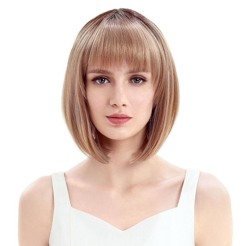 Kbeth Ombre Human Hair Wig 13*4 Lace Frontal Bob Summer 613 Cool Soft Custom Brown Remy Lace Frontal 1b/27 Short Length Straight Lady Wigs with Bangs