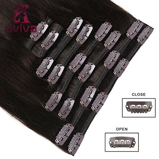 Aviva Clip in Human Hair Extension 12inch 8PCS/Set Full Head Clip in Virgin Hair Extension (AV-CH08)